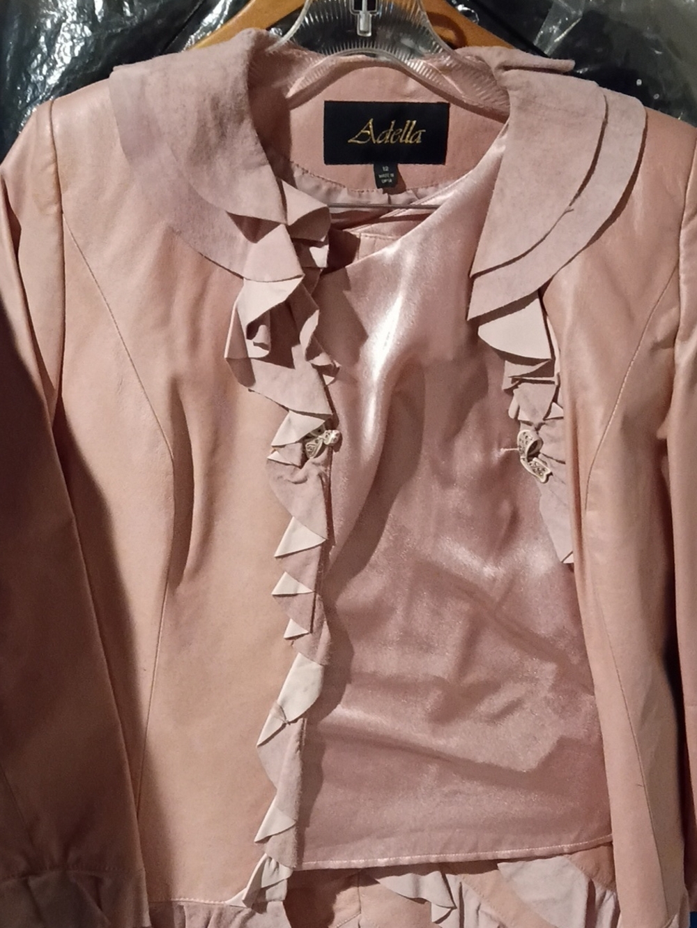 Women's Blush Pink Ruffle Jacket